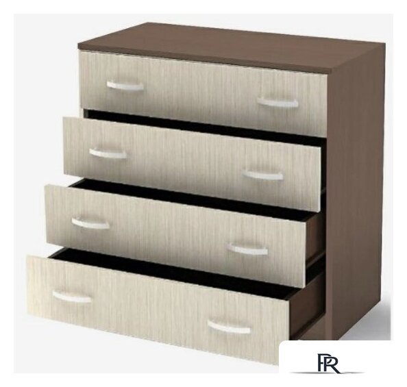 Комод Стендмебель Бася КМ-554-М 4 ящика (ясень шимо светлый-ясень шимо темный) - Изображение №3 — Интернет-магазин ПроЗаказ