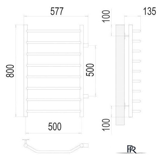 Полотенцесушитель TERMINUS Виктория П8 500x800 бп (хром) - Изображение №3 — Интернет-магазин ПроЗаказ