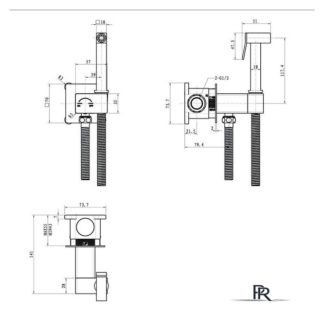 Унитаз напольный Lauter Vortex 2110012VF + гигиенический душ Rainix 21LT7714GL - Изображение №30 — Интернет-магазин ПроЗаказ