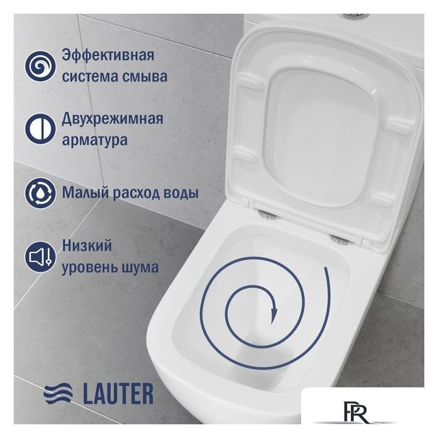 Унитаз напольный Lauter Vortex 2110012VF + гигиенический душ Rainix 21LT7714GL - Изображение №4 — Интернет-магазин ПроЗаказ