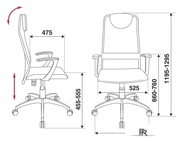 Офисное кресло Бюрократ KB-8/DG/TW-12 (серый) - Изображение №5 — Интернет-магазин ПроЗаказ