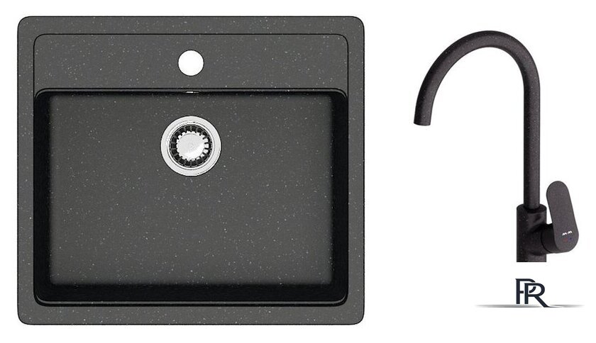 Кухонная мойка Berge BR-5750 + Like F8007122 (черный) - Изображение №1 — Интернет-магазин ПроЗаказ