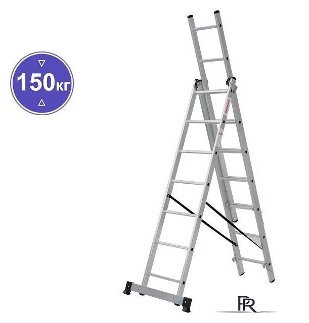 Лестница-стремянка Новая высота NV 123 алюминиевая трёхсекционная 3x7 ступеней - Изображение №1 — Интернет-магазин ПроЗаказ