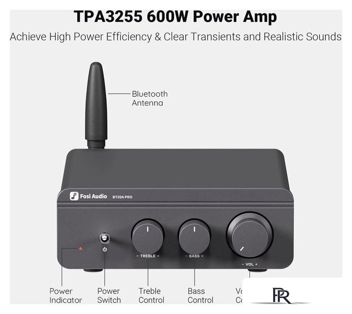 Усилитель мощности Fosi Audio BT20A Pro (48V/5A, синий) - Изображение №2 — Интернет-магазин ПроЗаказ
