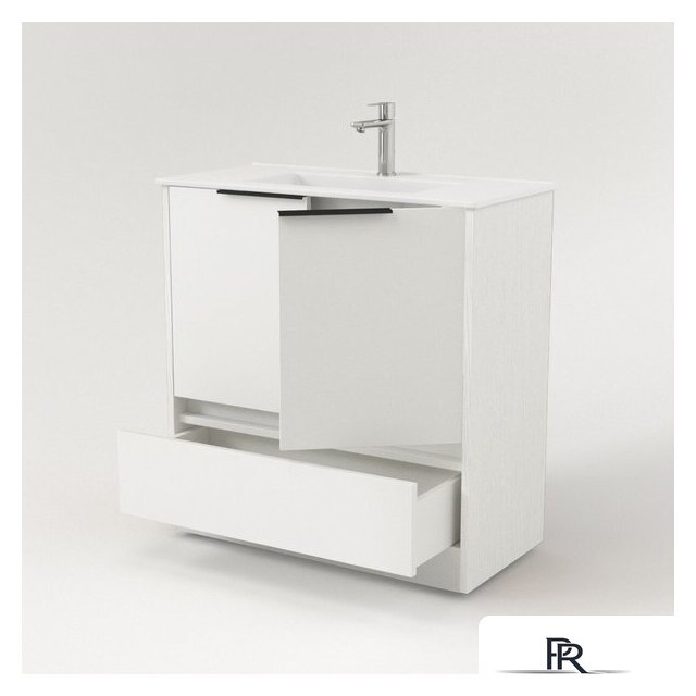  Дабер Тумба под умывальник 017 WeltWasser Deilbach 7517-60 Т17.6W.0.5Ч (белый древесный/ручка черная) - Изображение №3 — Интернет-магазин ПроЗаказ