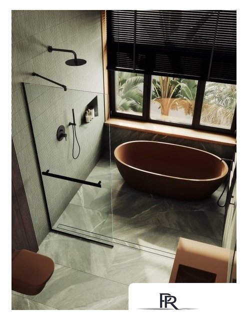 Душевая стенка MaybahGlass 195x79 MGD-726-6у (прозрачное стекло/черный) - Изображение №4 — Интернет-магазин ПроЗаказ