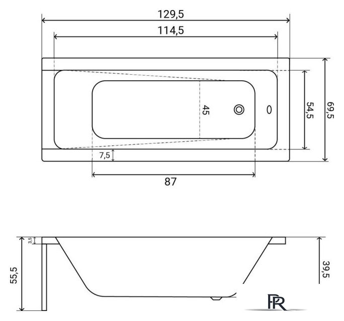 Ванна Lauter Estelle 130 21206030 (с каркасом и сифоном 21Y11021 матовый черный) - Изображение №35 — Интернет-магазин ПроЗаказ