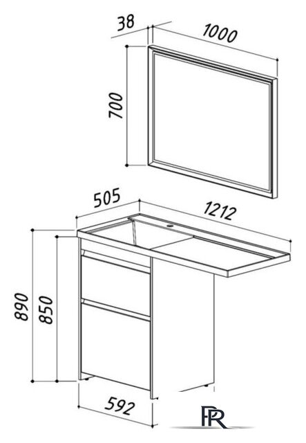  Belux Тумба под умывальник Ока Н 60-02 (31 бетон Чикаго светло-серый) - Изображение №4 — Интернет-магазин ПроЗаказ
