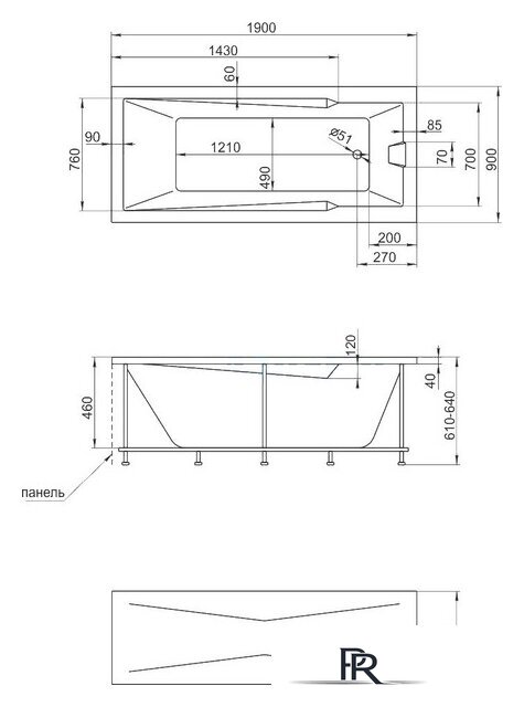 Ванна 1Марка Raguza 190x90 - Изображение №2 — Интернет-магазин ПроЗаказ
