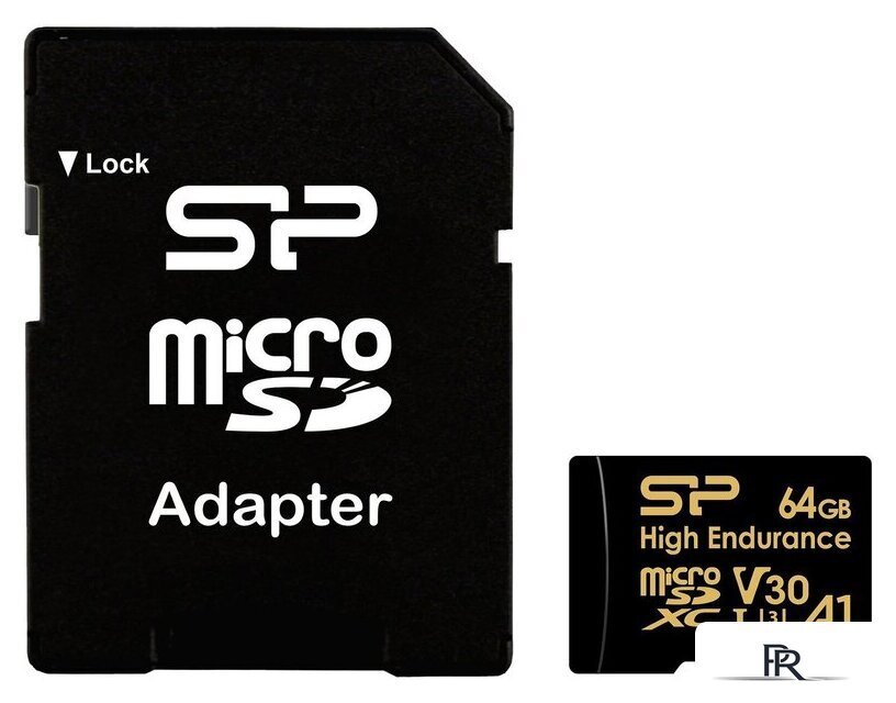 Карта памяти Silicon-Power Golden Series High Endurance microSDXC SP064GBSTXDV3V1HSP 64GB (с адаптером) - Изображение №1 — Интернет-магазин ПроЗаказ