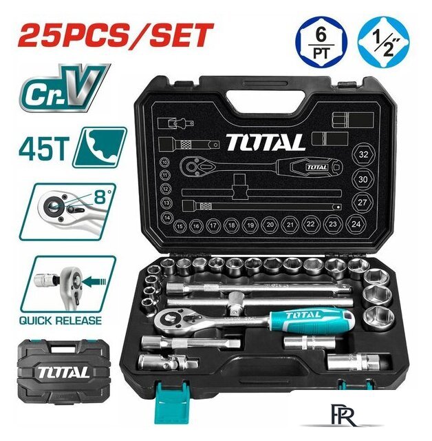 Универсальный набор инструментов Total THT121251 (25 предметов) - Изображение №1 — Интернет-магазин ПроЗаказ
