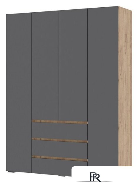 Шкаф распашной Стендмебель Хелен ШК 05 с ящиками (серый графит 0162/дуб крафт золотой) - Изображение №1 — Интернет-магазин ПроЗаказ