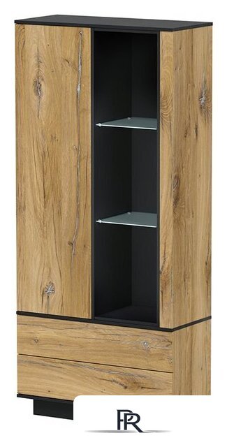 Шкаф-витрина Интерлиния Quartz QZ-ШК1 (дуб нокс/черный) - Изображение №1 — Интернет-магазин ПроЗаказ