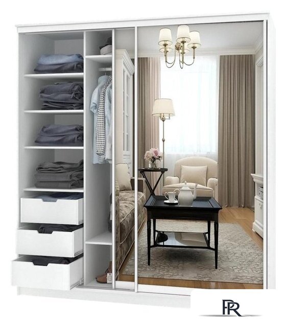 Шкаф-купе Кортекс-мебель Сенатор ШК12 Классика зеркало (белый) - Изображение №1 — Интернет-магазин ПроЗаказ