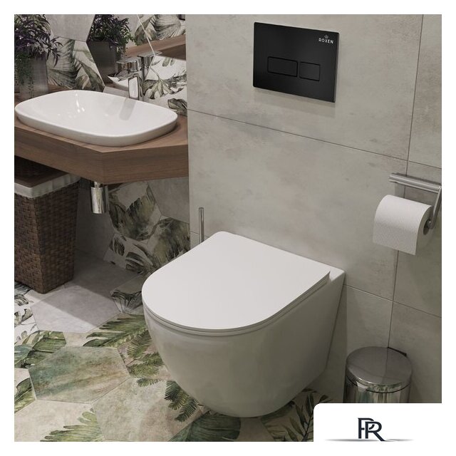 Унитаз подвесной Roxen Antares One Rimless 6 в 1 StounFix Dual Fresh 577729 (кнопка: черный матовый) - Изображение №12 — Интернет-магазин ПроЗаказ