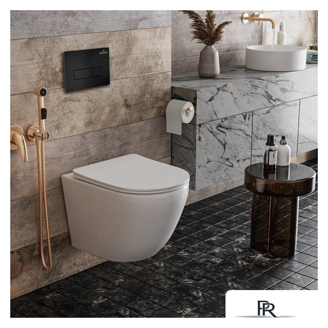 Унитаз подвесной Roxen Antares One Rimless 6 в 1 StounFix Dual Fresh 577729 (кнопка: черный матовый) - Изображение №10 — Интернет-магазин ПроЗаказ