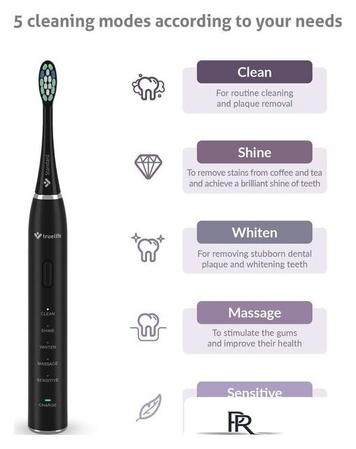 Электрическая зубная щетка TrueLife SonicBrush Clean30 (черный) - Изображение №2 — Интернет-магазин ПроЗаказ