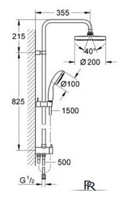 Душевая система  Grohe New Tempesta 200 124410 - Изображение №2 — Интернет-магазин ПроЗаказ