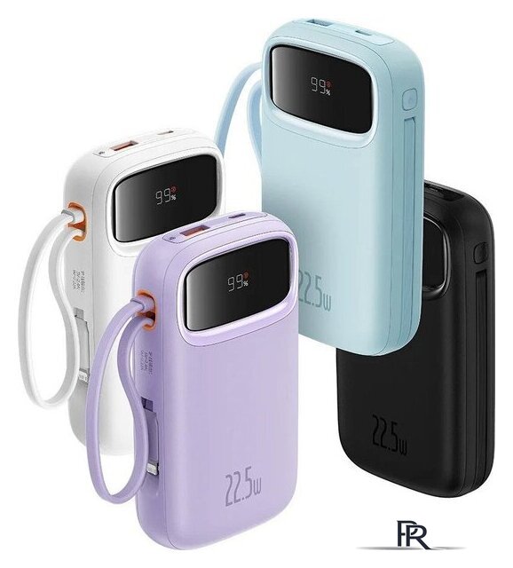 Внешний аккумулятор Baseus Qpow2 Dual-Cable Digital Display Fast Charge Power Bank 22.5W 20000mAh (белый) - Изображение №9 — Интернет-магазин ПроЗаказ