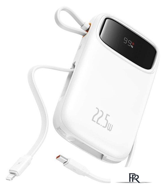 Внешний аккумулятор Baseus Qpow2 Dual-Cable Digital Display Fast Charge Power Bank 22.5W 20000mAh (белый) - Изображение №1 — Интернет-магазин ПроЗаказ