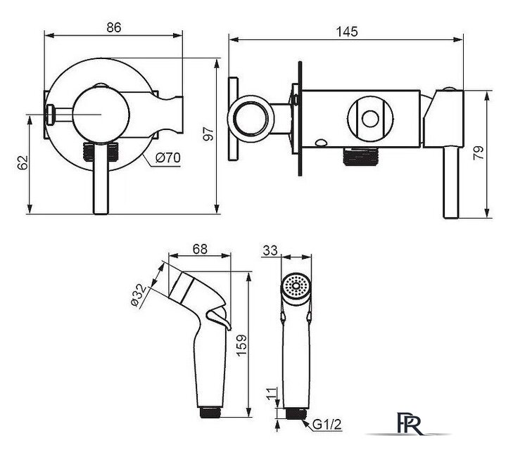 Гигиенический душ Damixa Option 211000300 (черный) - Изображение №4 — Интернет-магазин ПроЗаказ
