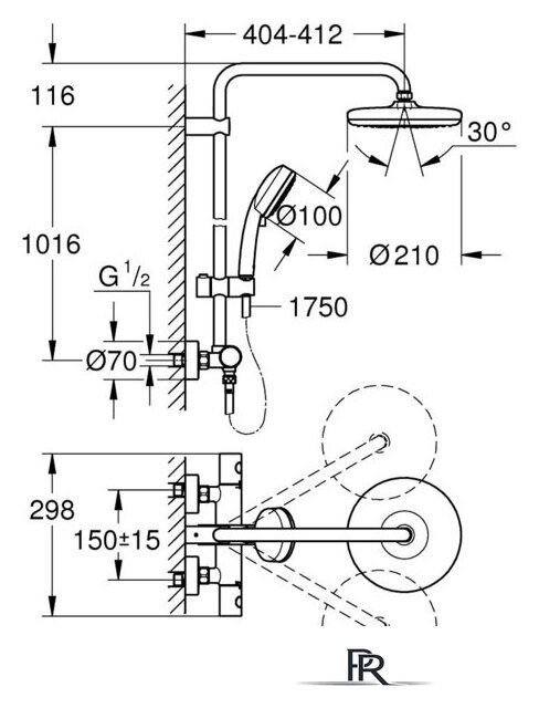 Душевая система  Grohe Tempesta Cosmopolitan System 210 27922001 - Изображение №7 — Интернет-магазин ПроЗаказ