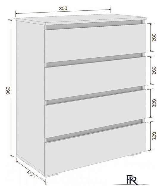 Комод Кортекс-мебель Бари 80 4ш (белый/белый/белый) - Изображение №5 — Интернет-магазин ПроЗаказ