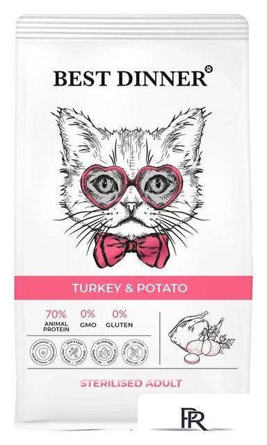 Сухой корм для кошек Best Dinner Adult Sterilised Turkey & Potato (10кг) - Изображение №1 — Интернет-магазин ПроЗаказ