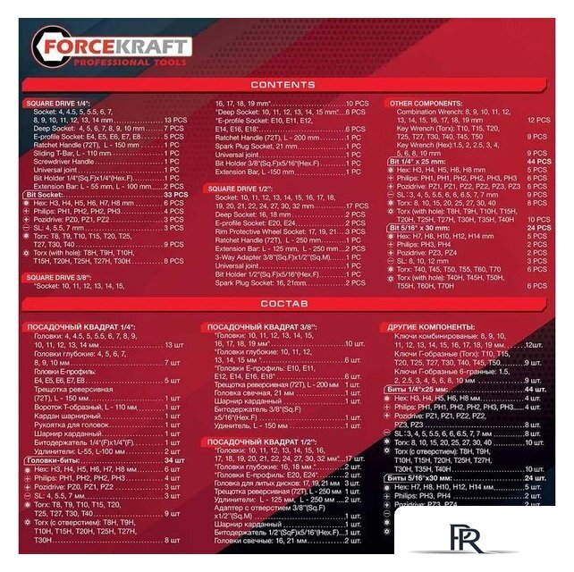 Универсальный набор инструментов ForceKraft FK-42222-5 (64513) - Изображение №5 — Интернет-магазин ПроЗаказ