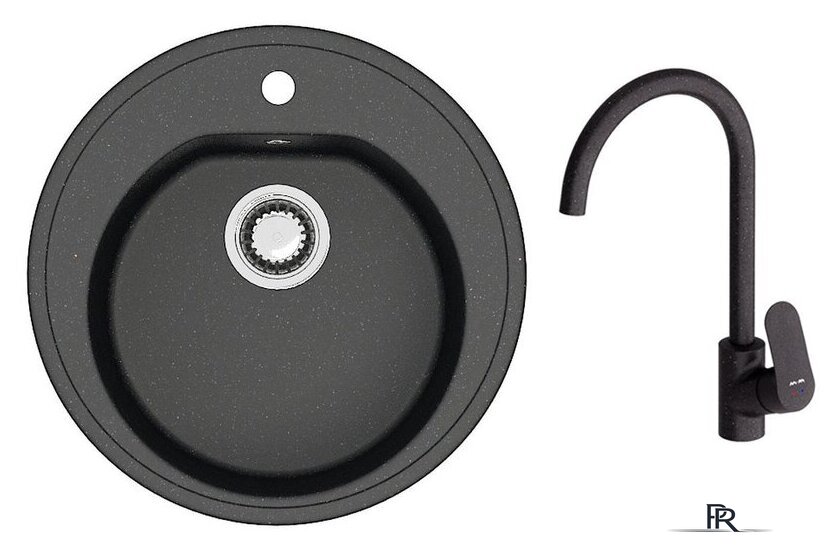 Кухонная мойка Berge BR-5200 + Like F8007122 (черный) - Изображение №1 — Интернет-магазин ПроЗаказ