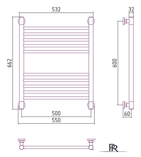 Полотенцесушитель Сунержа Богема+ прямая 600х500 032-0220-6050 - Изображение №3 — Интернет-магазин ПроЗаказ
