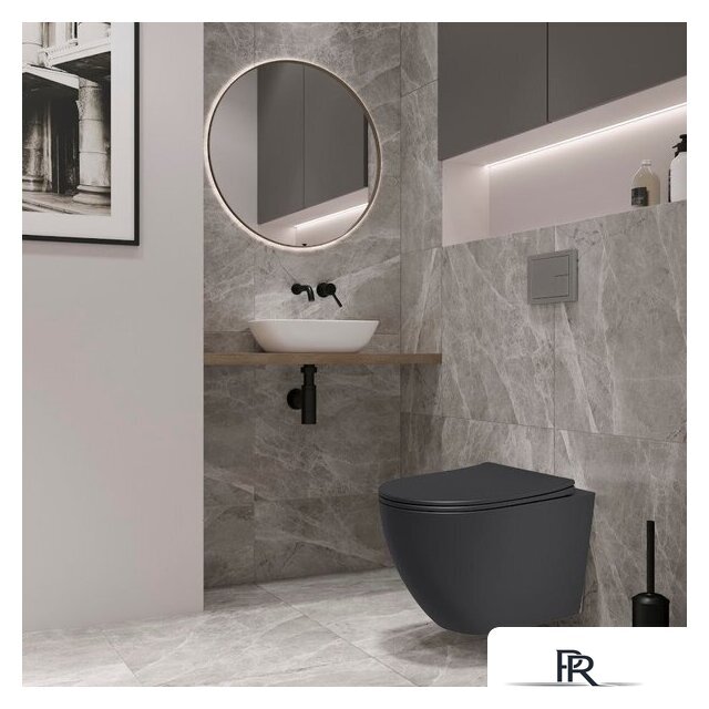 Унитаз подвесной Lauter Augsburg с жестким сиденьем Soft Close 21109EC (черный матовый, скрытое крепление) - Изображение №3 — Интернет-магазин ПроЗаказ