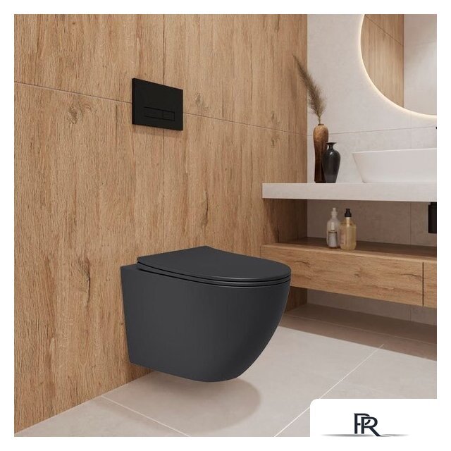 Унитаз подвесной Lauter Augsburg с жестким сиденьем Soft Close 21109EC (черный матовый, скрытое крепление) - Изображение №5 — Интернет-магазин ПроЗаказ