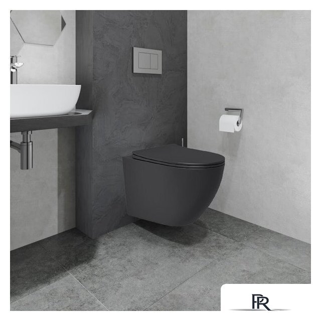 Унитаз подвесной Lauter Augsburg с жестким сиденьем Soft Close 21109EC (черный матовый, скрытое крепление) - Изображение №7 — Интернет-магазин ПроЗаказ