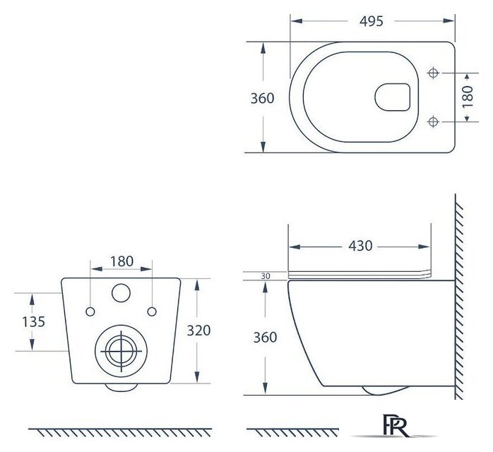 Унитаз подвесной Lauter Augsburg с жестким сиденьем Soft Close 21109EC (черный матовый, скрытое крепление) - Изображение №9 — Интернет-магазин ПроЗаказ