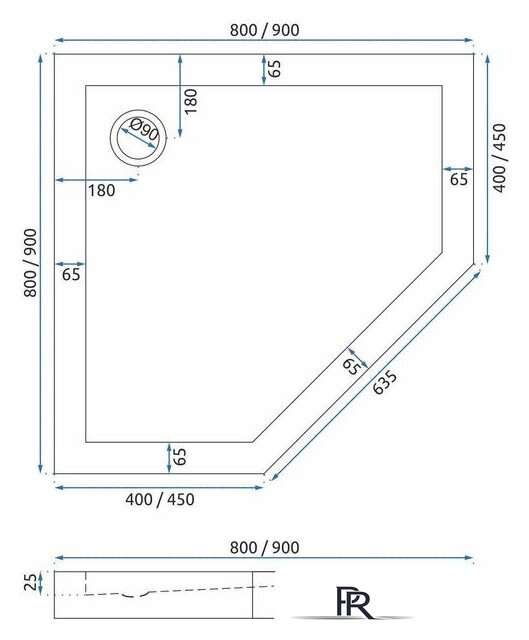 Душевой поддон Rea Diamond 90x90 (белый) - Изображение №5 — Интернет-магазин ПроЗаказ