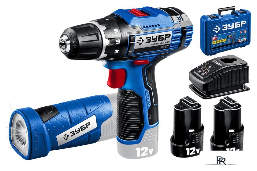 Дрель-шуруповерт Зубр Профессионал DL-121-22F (с 2-мя АКБ, LED фонарь, кейс) - Изображение №1 — Интернет-магазин ПроЗаказ