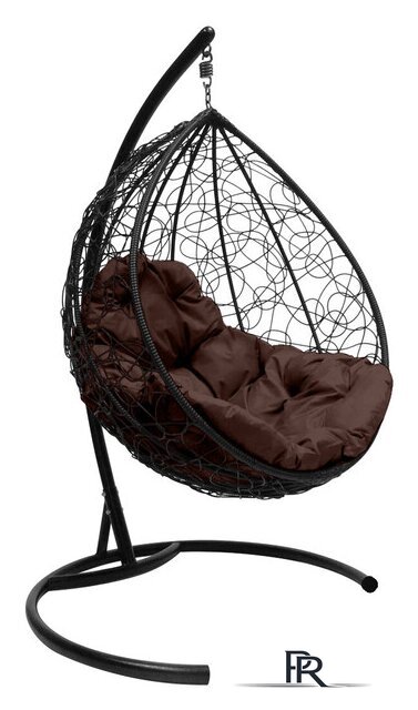 Подвесное кресло M-Group Капля 11020405 (черный ротанг/коричневая подушка) - Изображение №1 — Интернет-магазин ПроЗаказ