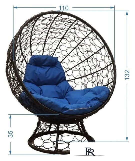 Кресло M-Group Кокос на подставке 11590109 (белый ротанг/серая подушка) - Изображение №15 — Интернет-магазин ПроЗаказ