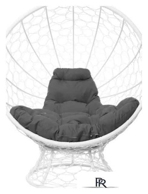 Кресло M-Group Кокос на подставке 11590109 (белый ротанг/серая подушка) - Изображение №2 — Интернет-магазин ПроЗаказ