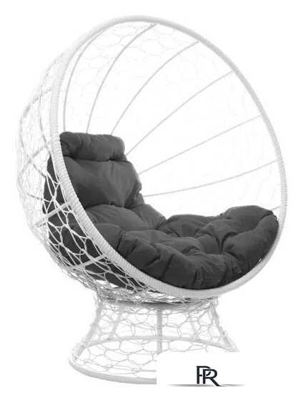 Кресло M-Group Кокос на подставке 11590109 (белый ротанг/серая подушка) - Изображение №4 — Интернет-магазин ПроЗаказ