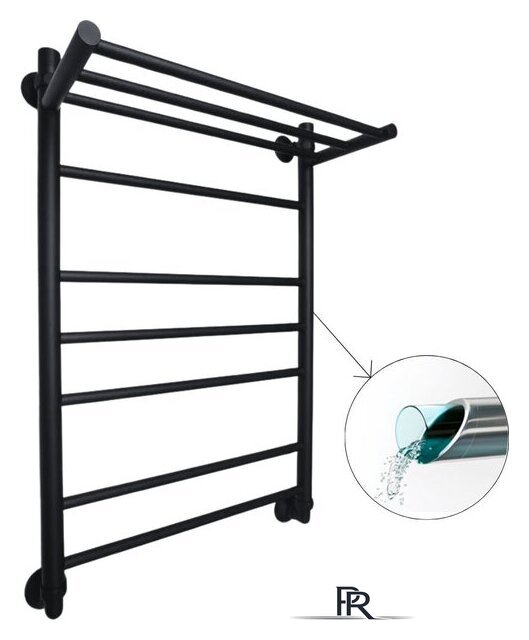 Полотенцесушитель Маргроид Вид 10 80x50 (с полкой черный матовый, полная комплектация) - Изображение №2 — Интернет-магазин ПроЗаказ