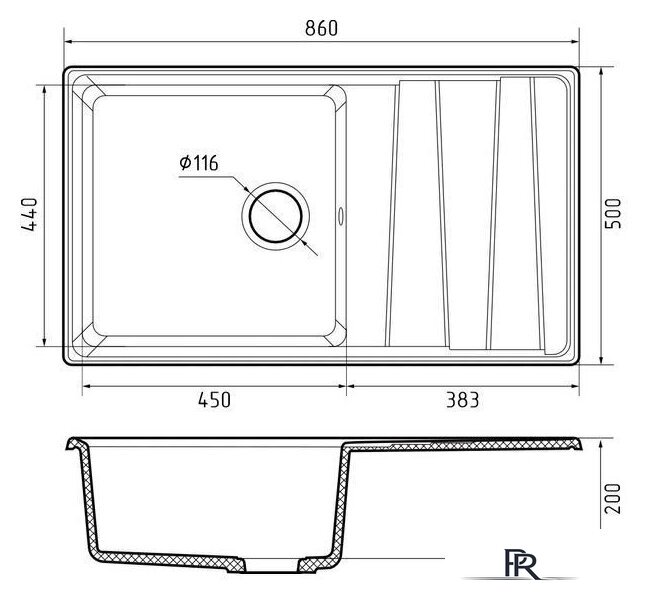 Кухонная мойка GranFest GF-LV-860L (терракот) - Изображение №3 — Интернет-магазин ПроЗаказ
