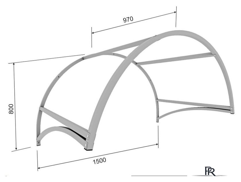 Каркас козырька Импласт Арка 1500x970 - Изображение №2 — Интернет-магазин ПроЗаказ