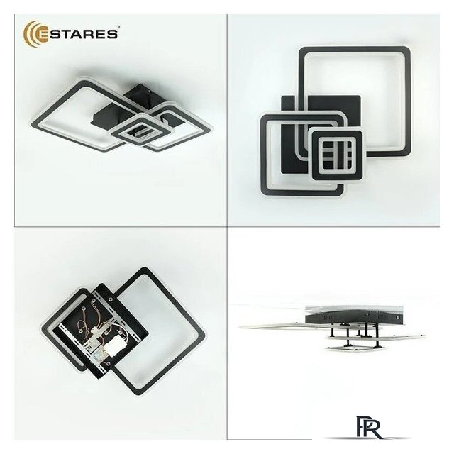 Припотолочная люстра Estares Triplex Square 124W 3S-APP-596x596x146-BLACK/WHITE-220-IP20 - Изображение №5 — Интернет-магазин ПроЗаказ