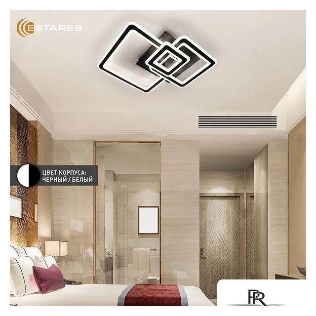 Припотолочная люстра Estares Triplex Square 124W 3S-APP-596x596x146-BLACK/WHITE-220-IP20 - Изображение №4 — Интернет-магазин ПроЗаказ