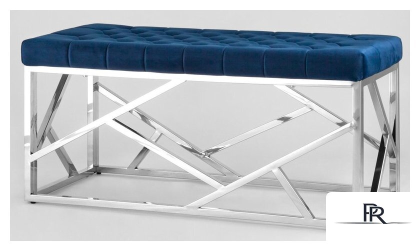 Пуфик Stool Group Арт Деко Bench-016 (вельвет синий/сталь серебристый) - Изображение №1 — Интернет-магазин ПроЗаказ
