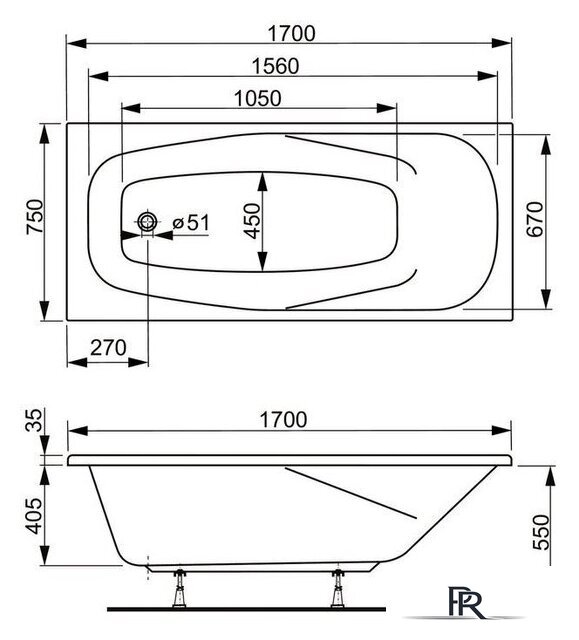 Ванна VagnerPlast Aronia 170х75 - Изображение №3 — Интернет-магазин ПроЗаказ