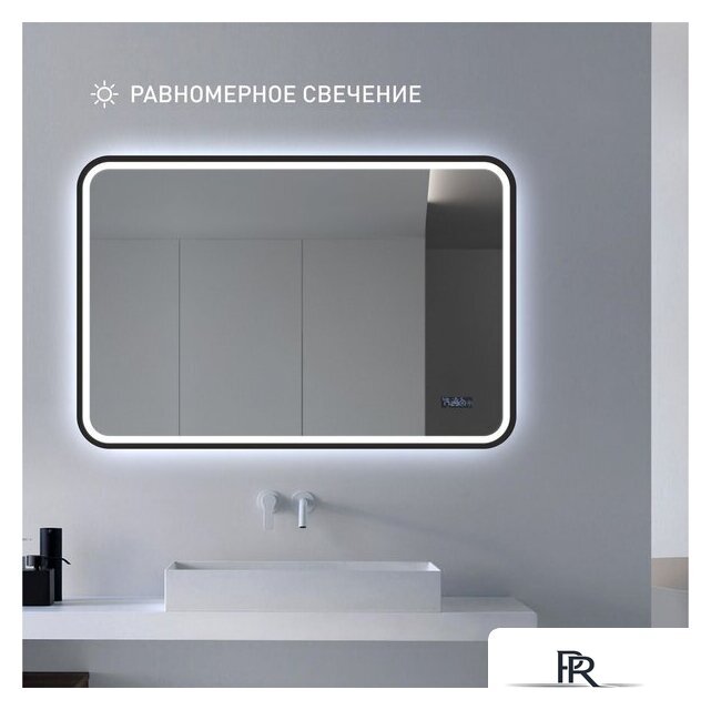  Алмаз-Люкс Зеркало Bissau Blaсk 10070mh-6 (с подсветкой и часами) - Изображение №3 — Интернет-магазин ПроЗаказ