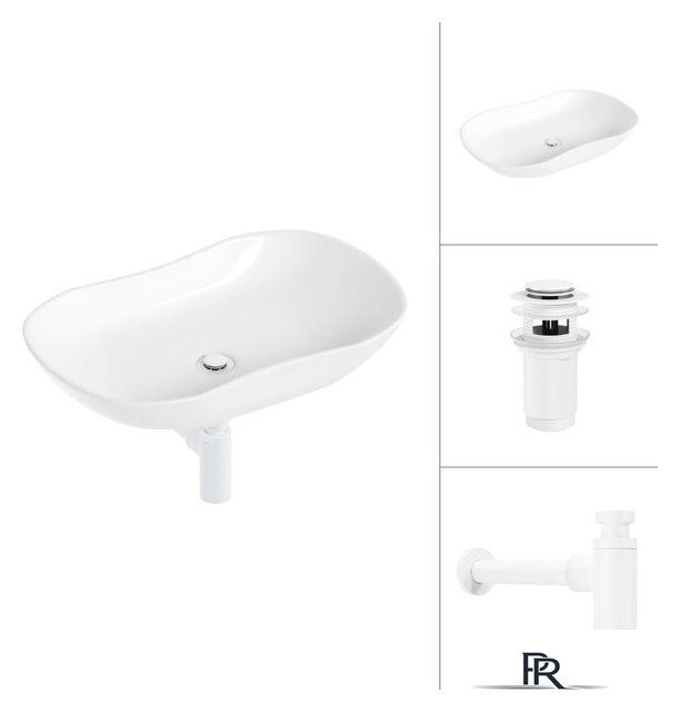 Умывальник Lauter 21570 + клапан 21190W + сифон 21635W (белый матовый) - Изображение №1 — Интернет-магазин ПроЗаказ